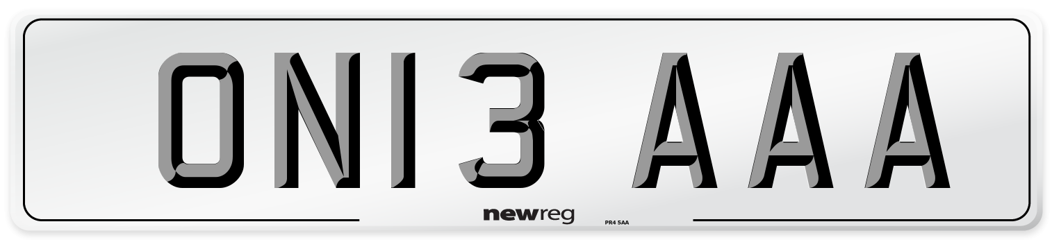 ON13 AAA Number Plate from New Reg